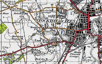 Old map of Hartburn in 1947
