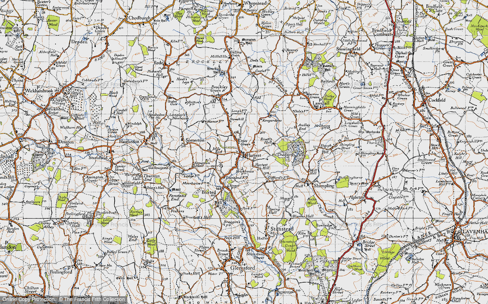 Old Map of Hartest Hill, 1946 in 1946