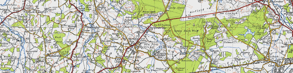 Old map of Hartfordbridge in 1940