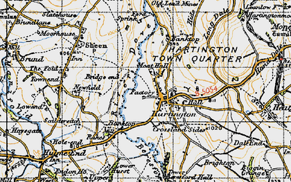 Old map of Hartington in 1947