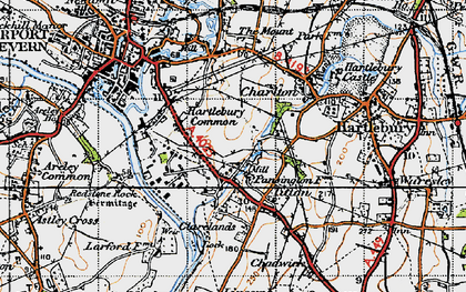 Old map of Hartlebury Common in 1947