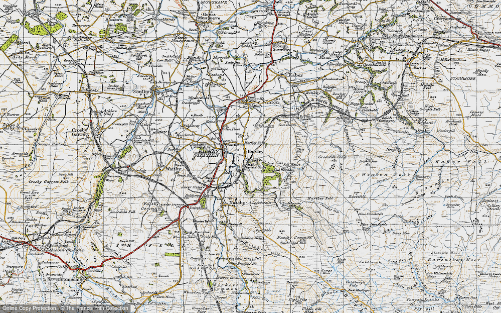 Old Map of Historic Map covering Whingill in 1947