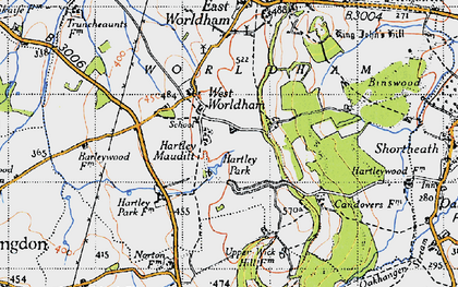 Old map of Hartley Mauditt in 1940