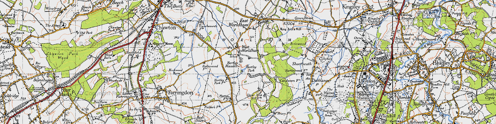Old map of Hartley Mauditt in 1940