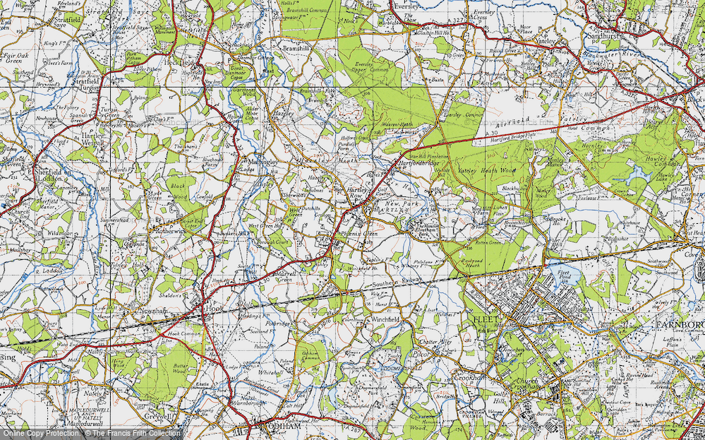 Old Map of Historic Map covering Winchfield Ho in 1940