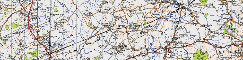 Old map of Hartmoor in 1945