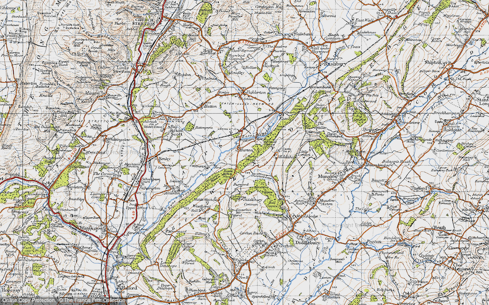 Old Map of Historic Map covering Ape Dale in 1947
