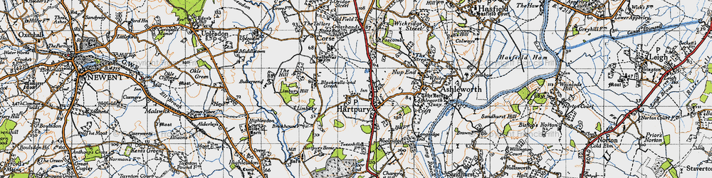 Old map of Hartpury in 1947