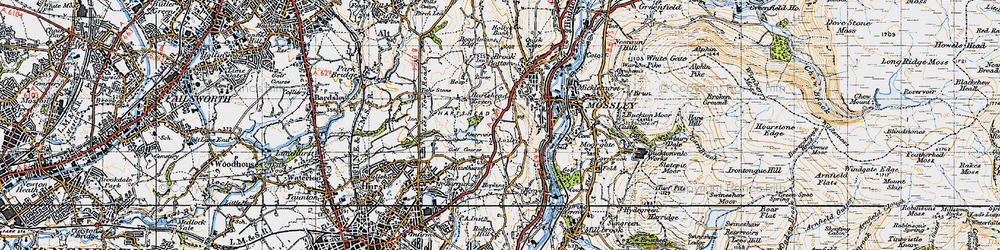Old map of Hartshead Green in 1947