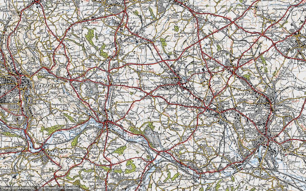 Old Map of Hartshead Moor Side, 1947 in 1947