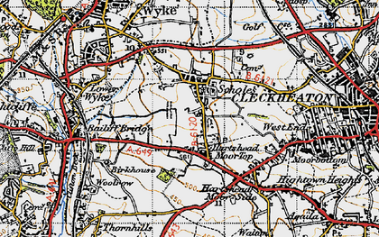 Old map of Hartshead Moor Top in 1947