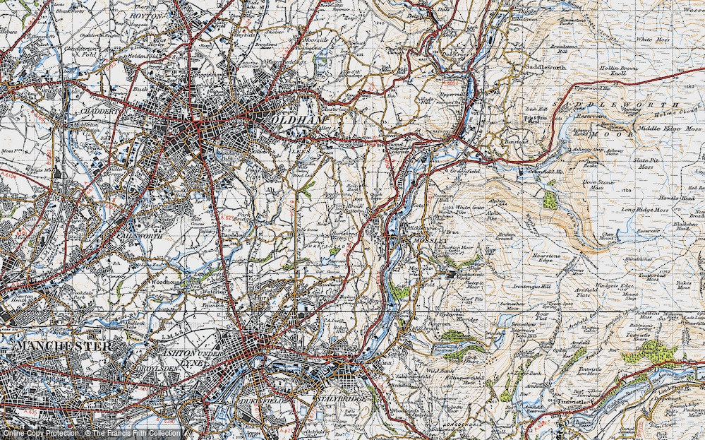 Old Map of Hartshead Pike, 1947 in 1947