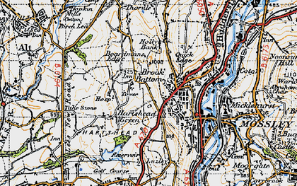 Old map of Hartshead Pike in 1947