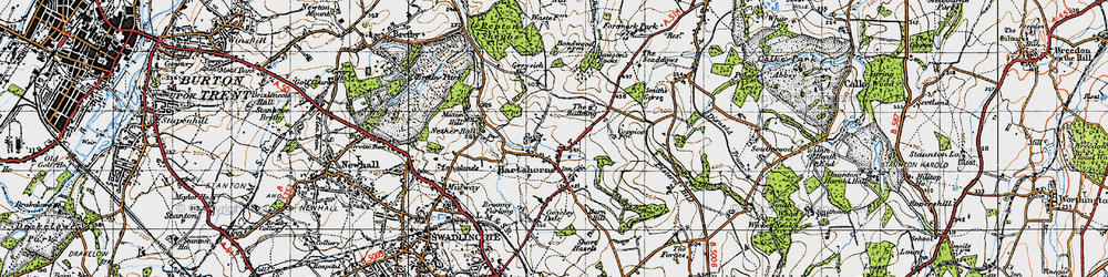 Old map of Hartshorne in 1946