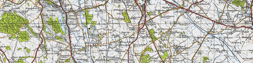 Old map of Woodeaves in 1946