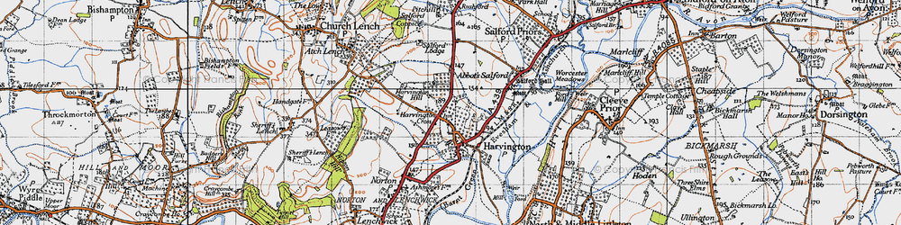 Old map of Harvington in 1946