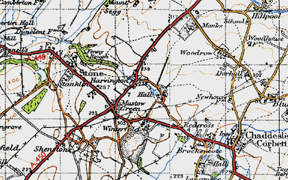 Old map of Harvington in 1947