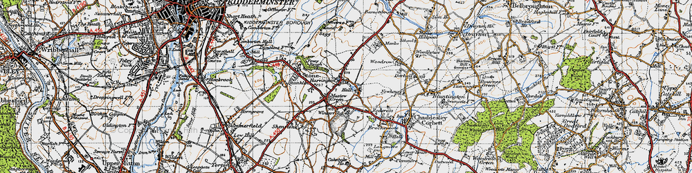 Old map of Harvington in 1947