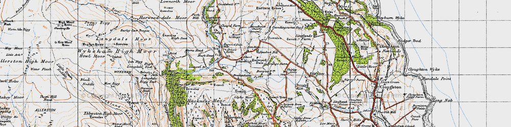 Old map of Harwood Dale in 1947
