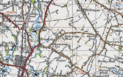 Old map of Harwood Lee in 1947