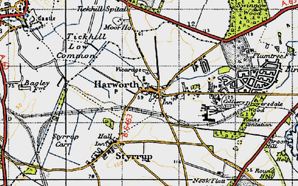 Old map of Tickhill Low Common in 1947