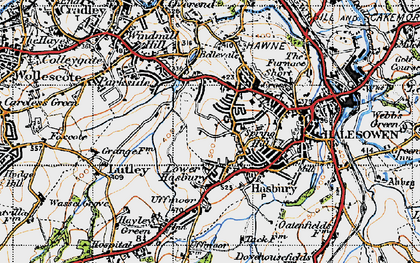 Old map of Hasbury in 1947