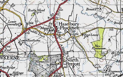 Old map of Haselbury Plucknett in 1945
