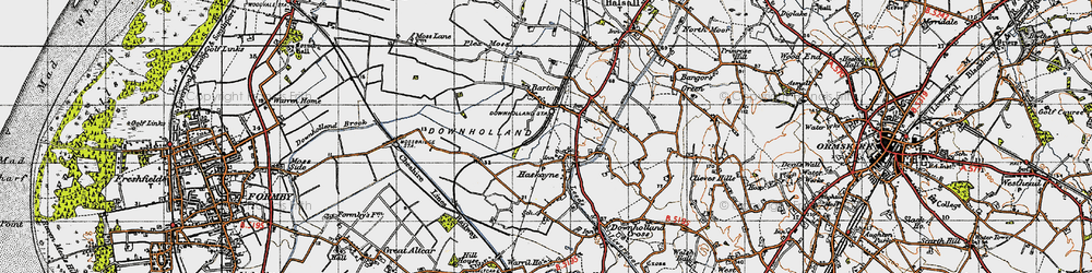 Old map of Haskayne in 1947