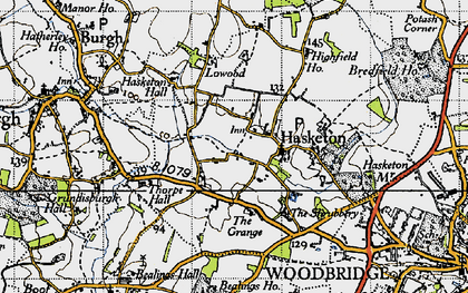 Old map of Hasketon in 1946