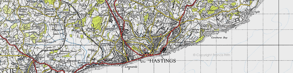 Old map of Hastings in 1940