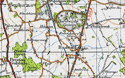 Old map of Haston in 1947