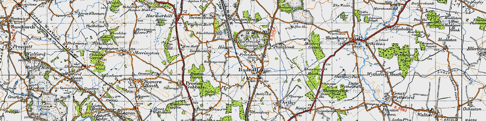 Old map of Haston in 1947