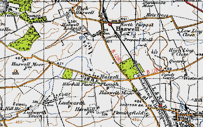 Old map of Haswell Plough in 1947