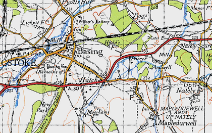 Old map of River Loddon in 1945