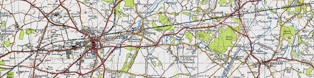 Old map of River Loddon in 1945