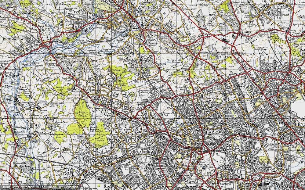 Old Map of Hatch End, 1945 in 1945