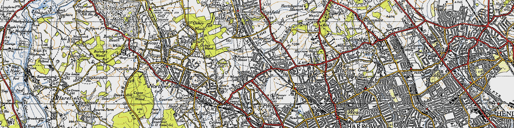 Old map of Hatch End in 1945