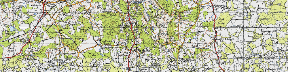 Old map of Hatch Farm Hill in 1940