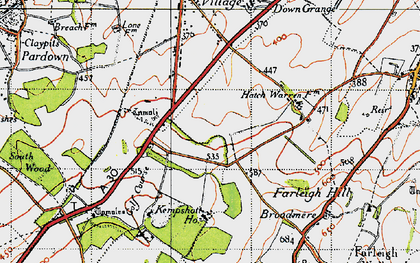 Old map of Hatch Warren in 1945