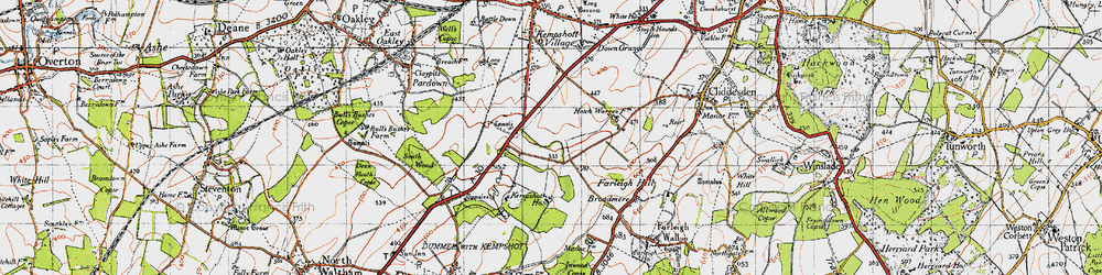 Old map of Hatch Warren in 1945