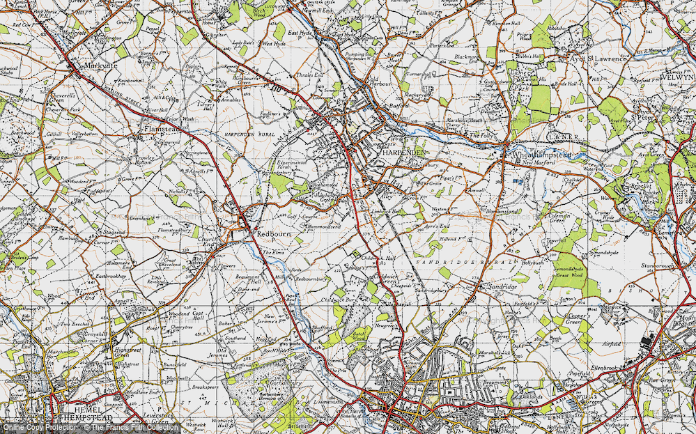 Old Map of Historic Map covering Beesonend Ho in 1946