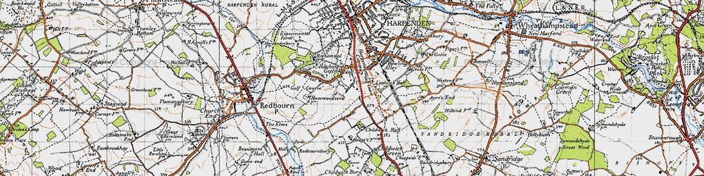 Old map of Hatching Green in 1946