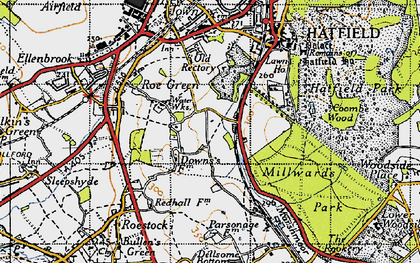 Old map of Hatfield in 1946