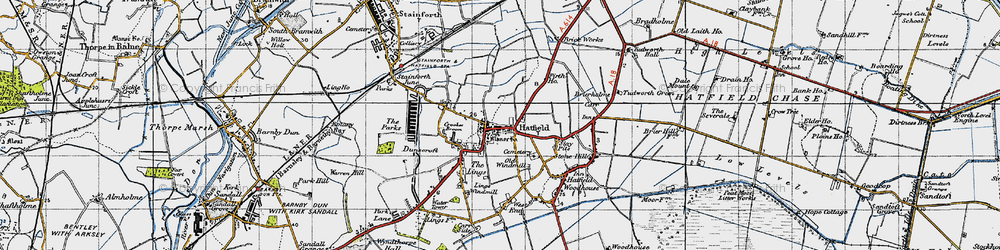 Old map of Hatfield in 1947