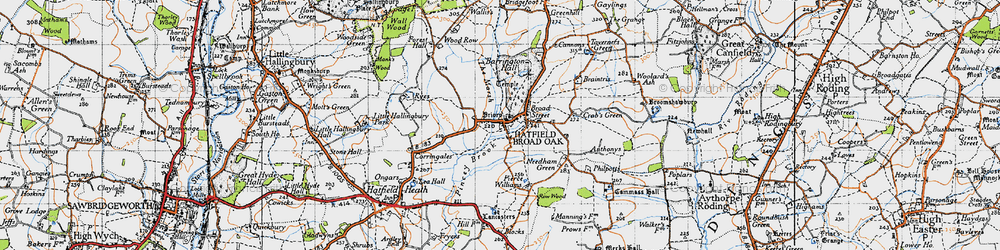 Old map of Hatfield Broad Oak in 1946
