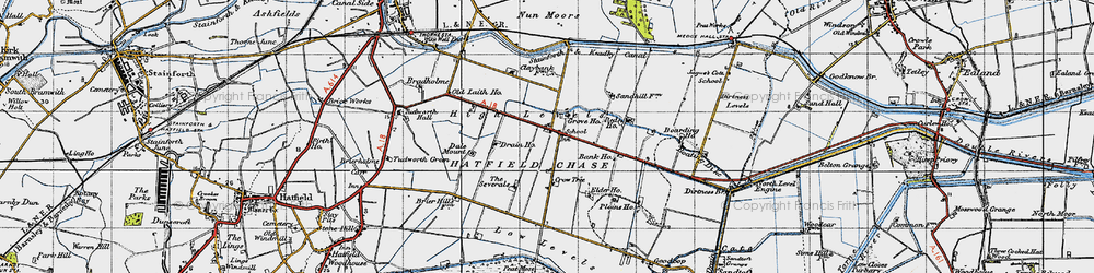 Old map of Hatfield Chase in 1947