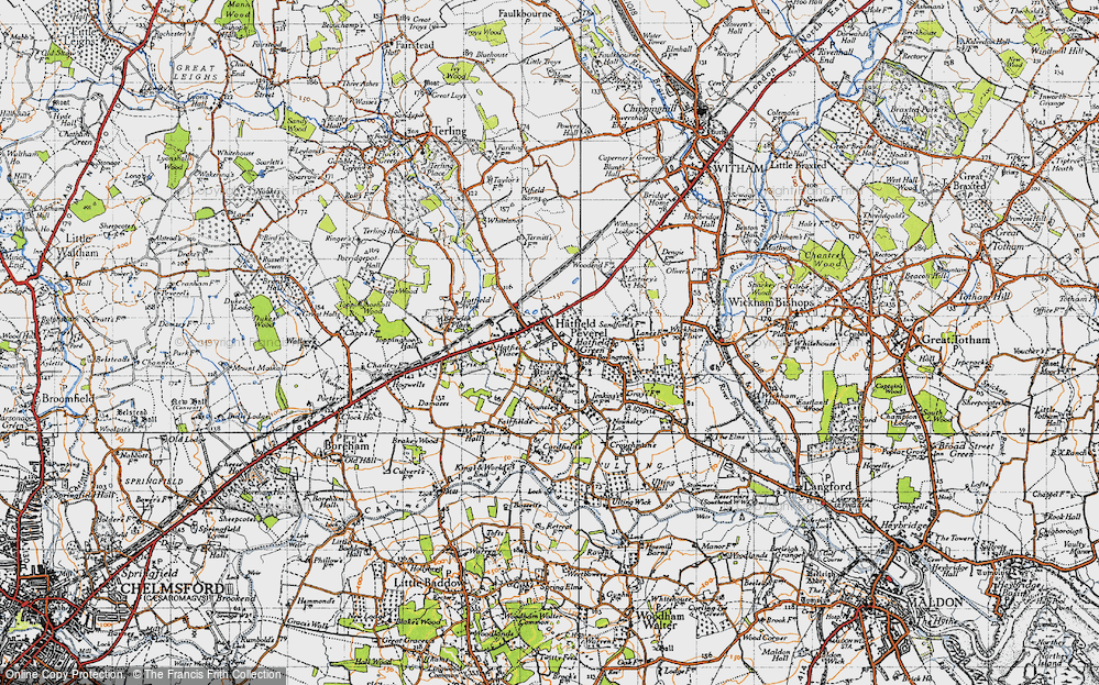 Old Map of Hatfield Peverel, 1945 in 1945