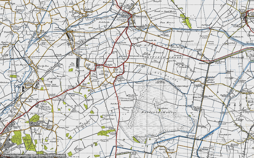 Old Map of Historic Map covering Lindholme Hall in 1947