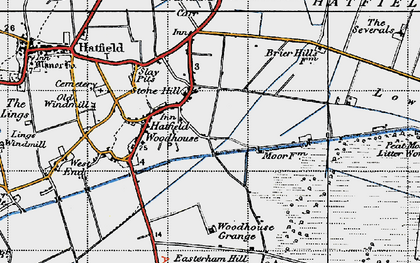 Old map of Hatfield Woodhouse in 1947