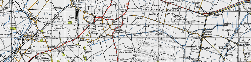 Old map of Hatfield Woodhouse in 1947